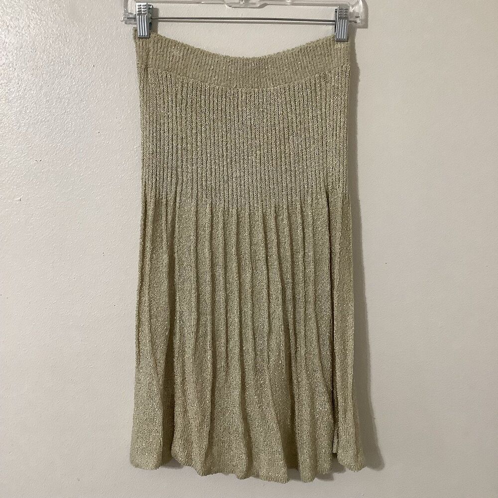 French Rags Cream Knit Cottagecore Rustic Peasant Bohemian Stretchy Midi Skirt M